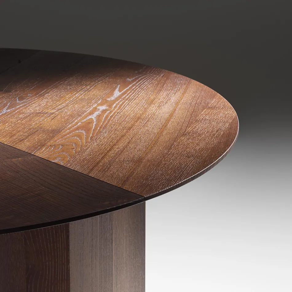 Runt matbord i askfanerad plywood - Libra Viadurini