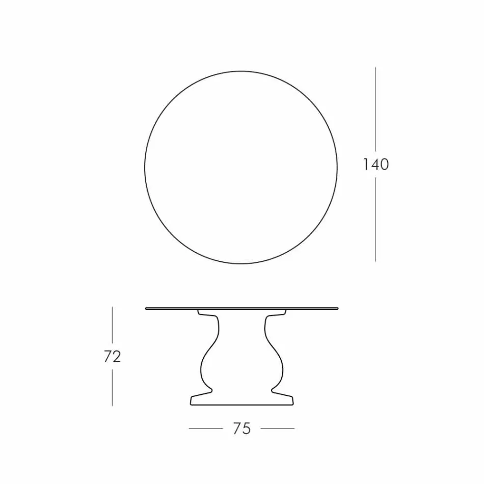 Klassisk design rundbord, Ø140 och HPL topp - Nittonde århundradet av Slide Viadurini