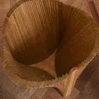 Runt designbord i glas och oljad ask tillverkad i Italien - Madame Viadurini