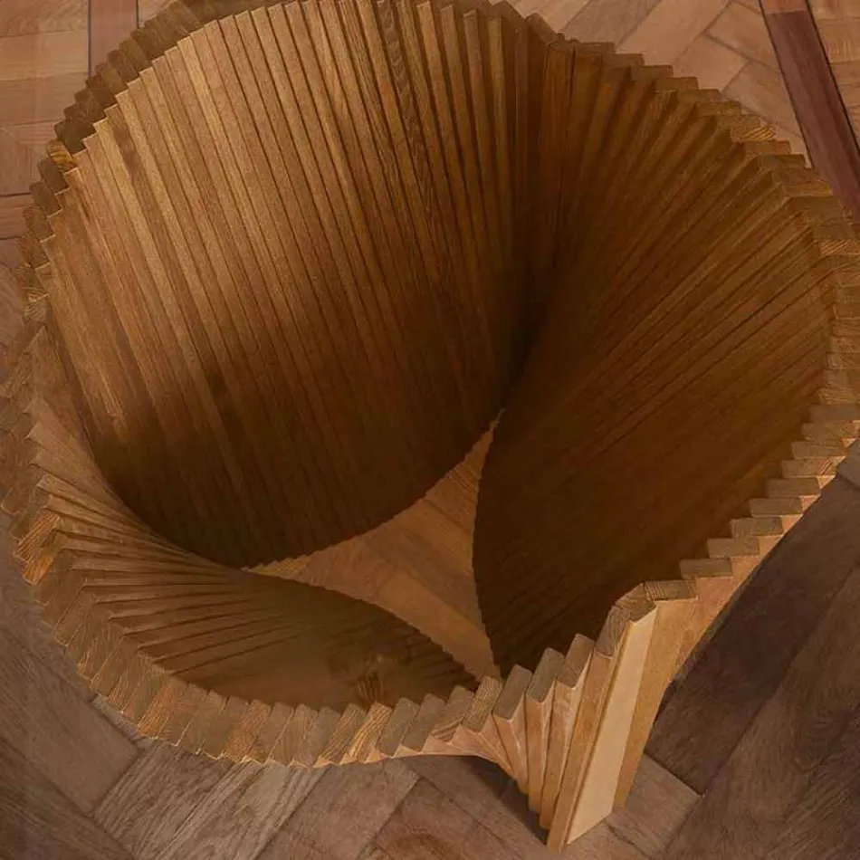 Runt designbord i glas och oljad ask tillverkad i Italien - Madame Viadurini