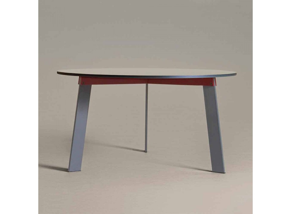 Rundbord i modern design i stål och färgad lackerad MDF - Aronte Viadurini