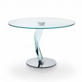 Rundt bord av modern design i extra klart glas tillverkat i Italien - Akka