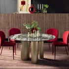 Fast runt bord med keramisk skiva tillverkad i Italien - sax Viadurini