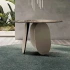 Runt bord i hamrat glas med baksida - Försilvrat Tillverkat i Italien - Almo Viadurini