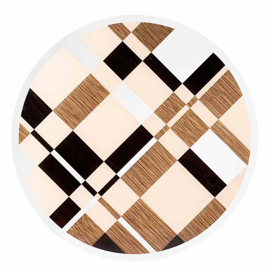 modeno Runt bord med glasskiva och Ozzy träinlägg Viadurini