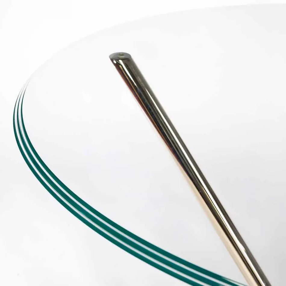 Modern rundabordssamtal med glasskiva och marmor bas Adele Viadurini