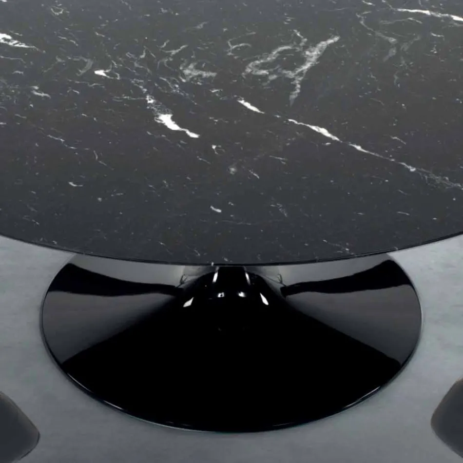 Modernt runt bord i Carrara-marmor och Marquinia Made in Italy – Dollars Viadurini