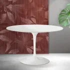 Saarinen Tulip runt bord H 74 cm i mattvit Florim keramik - Scharlakansröd Viadurini