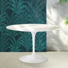 Saarinen Tulip runt bord H 74 cm i Florim Calacatta guldblank keramik - Scharlakansröd Viadurini
