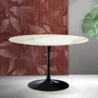 Saarinen Tulip runt bord H 74 cm i Florim Calacatta guld matt keramik - scharlakansröd Viadurini