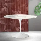 Saarinen Tulip runt bord H 74 cm i Florim Statuario matt keramik - Scharlakansröd Viadurini