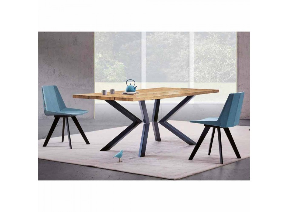 Modernt matbord i knuten ek och metall tillverkad i Italien - Veruka Viadurini