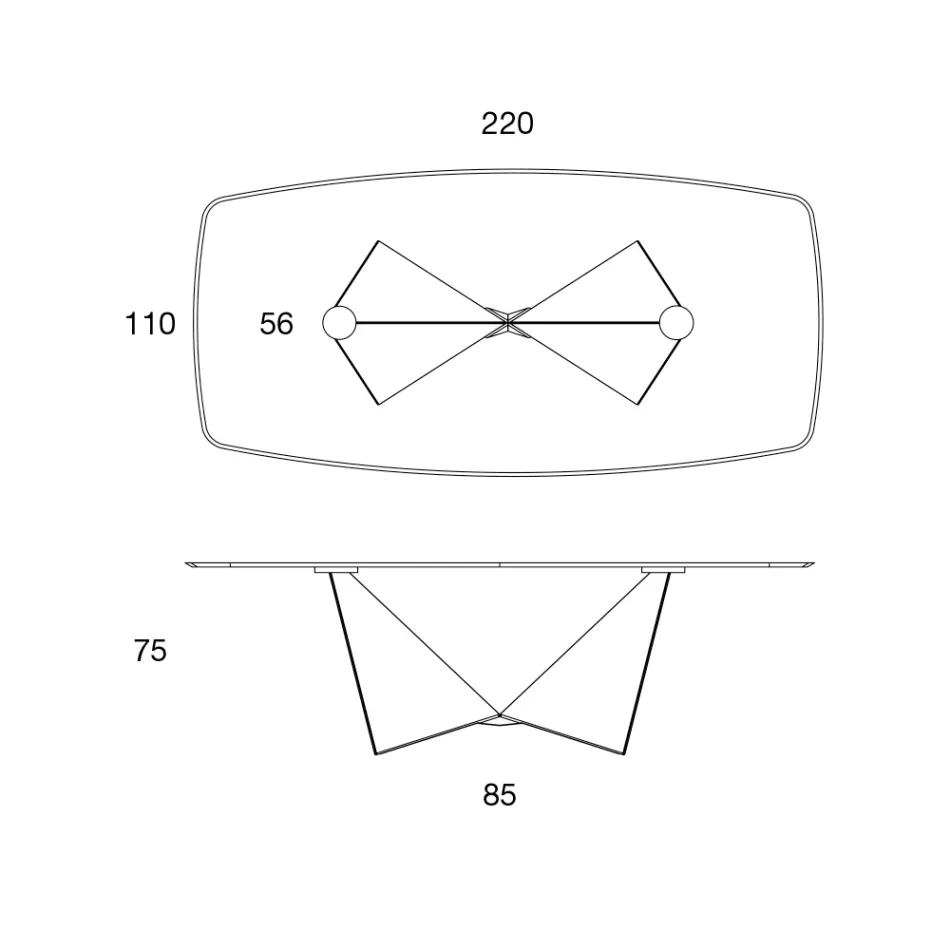 Bordsskiva i matt keramik och metallben - Monacco Viadurini