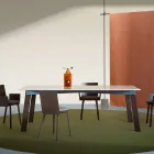 Modernt vardagsrumsbord i stål med designmarmortopp - Aronte Viadurini