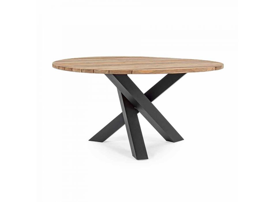 Runt utomhus modernt bord med hemkänsla - Ruben Teak Wood Top Viadurini