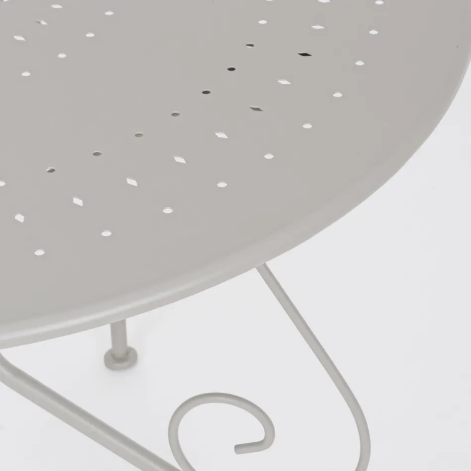 Shabby Chich-stil runt trädgårdsbord i målat stål - förtrollning Viadurini