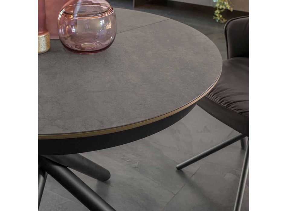 Runt matbord som kan förlängas till 165 cm med keramisk topp - Pistolero Viadurini