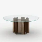 Runt matbord i extra klart glas, tillverkat i Italien - Duna Viadurini
