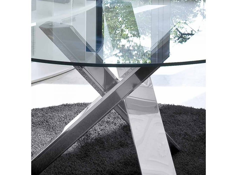Runda designbordet d.120 glasplatta tillverkat i Italien Cristal Viadurini