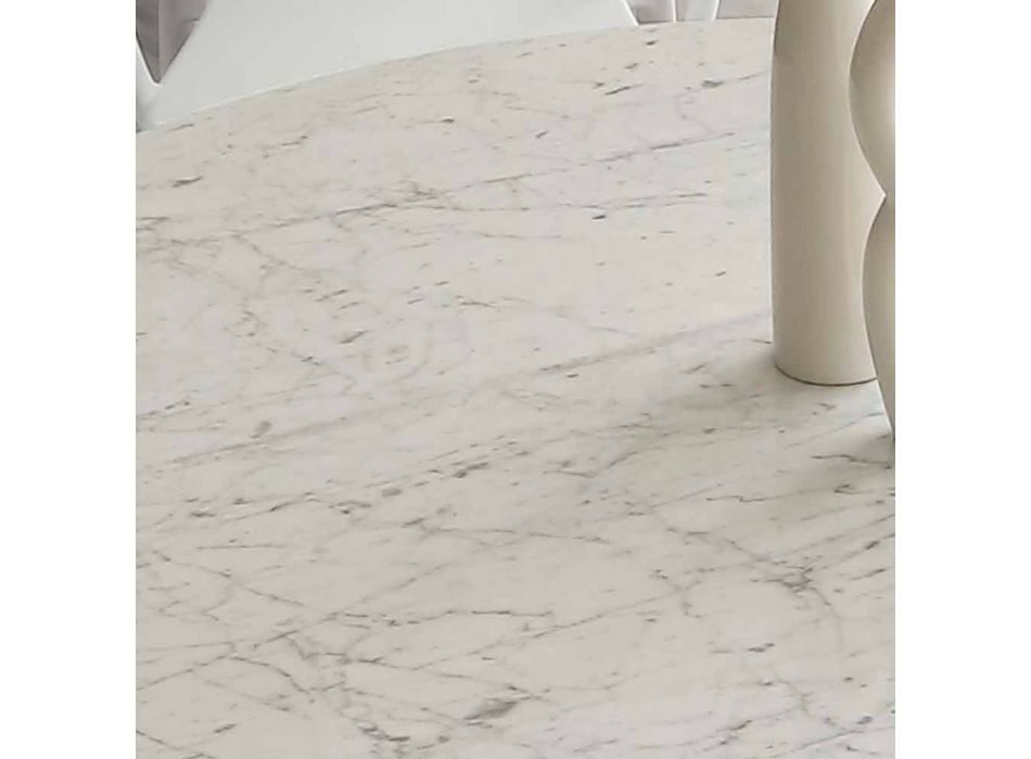 120 cm runda bord med vit Carrara marmor topp