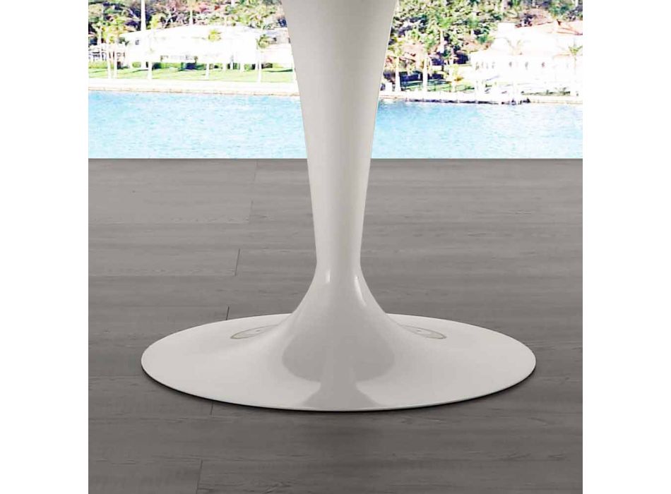120 cm runda bord med vit Carrara marmor topp Viadurini