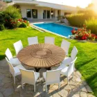 Rundabords massiv teak och Real Outdoor Table Viadurini