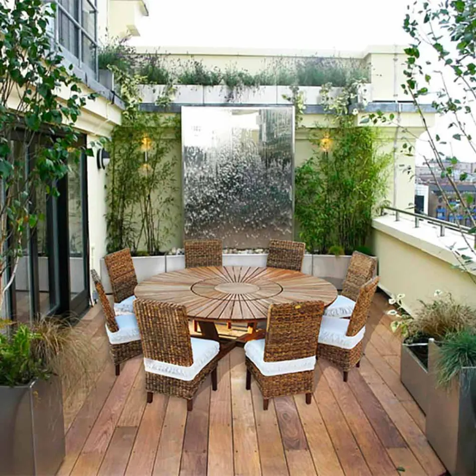 Runda bord i teak och fast Real Tabell Viadurini