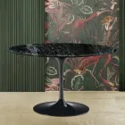 Eero Saarine Tulip Bord H 73 med rund skiva i Verde Alpi Marmor Viadurini