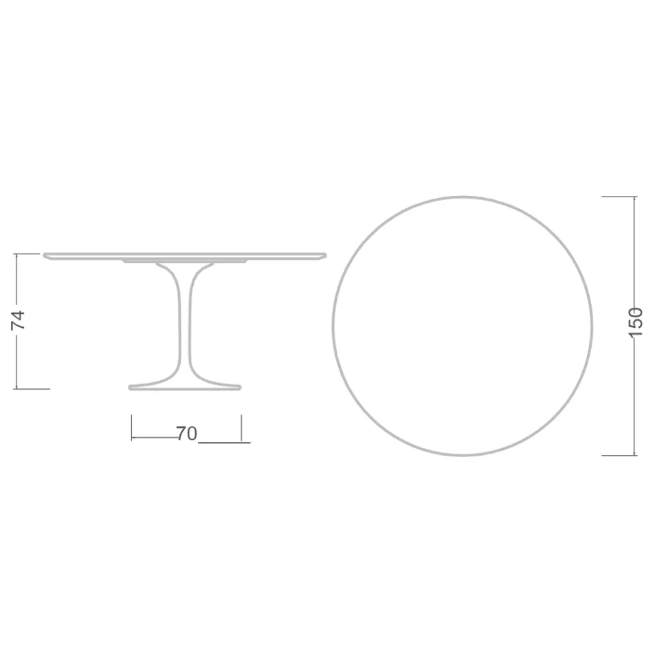 Eero Saarine Tulip Bord H 74 med rund skiva i Verde Alpi Marmor - Scarlet Viadurini