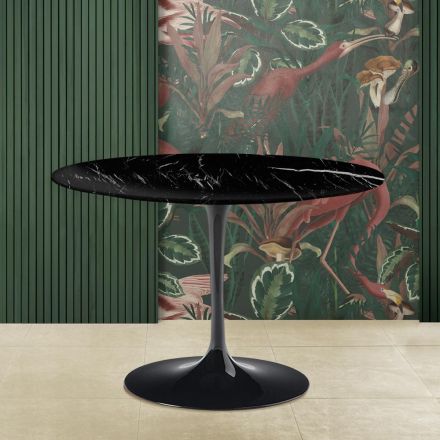 Eero Saarinen Tulpanbord H 73 med Black Marquinia Marble Top Made in Italy - Scarlet Viadurini