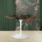 Eero Saarinen Tulip Table H 73 med rund skiva i Emperador Dark Marble Viadurini