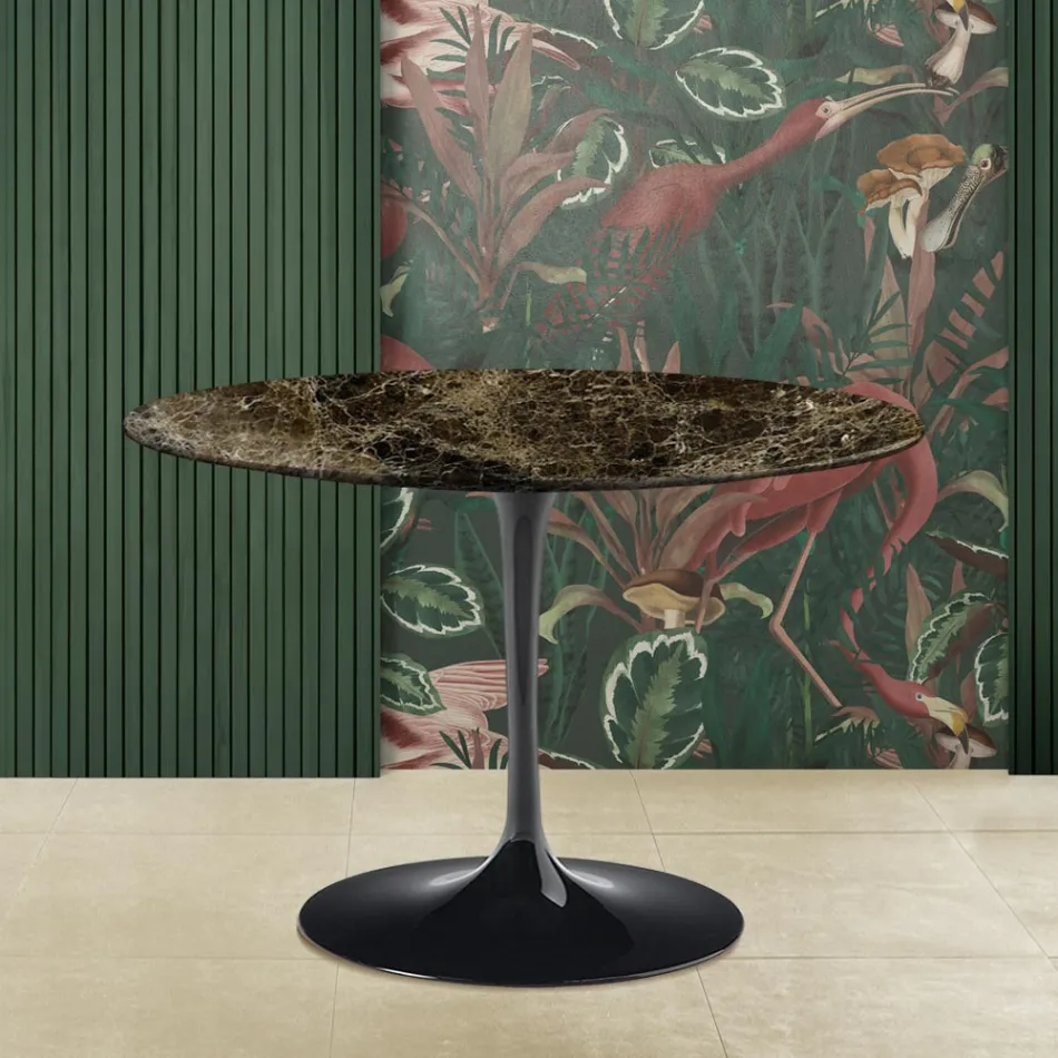 Eero Saarinen Tulip Table H 73 med rund skiva i Emperador Dark Marble Viadurini