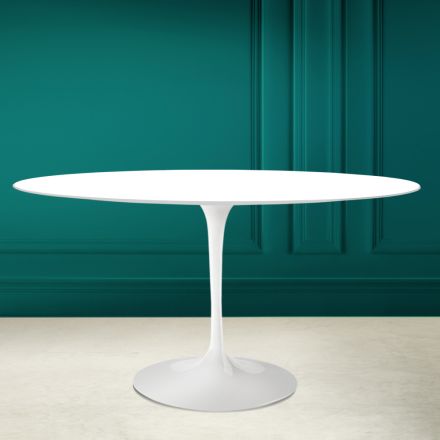 Tulpanbord Eero Saarinen H 73 Oval i Absolut vit keramik Made in Italy - Scarlet Viadurini