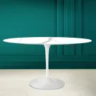 Tulpanbord Eero Saarinen H 73 Oval i Calacatta Michelangelo Keramik Viadurini
