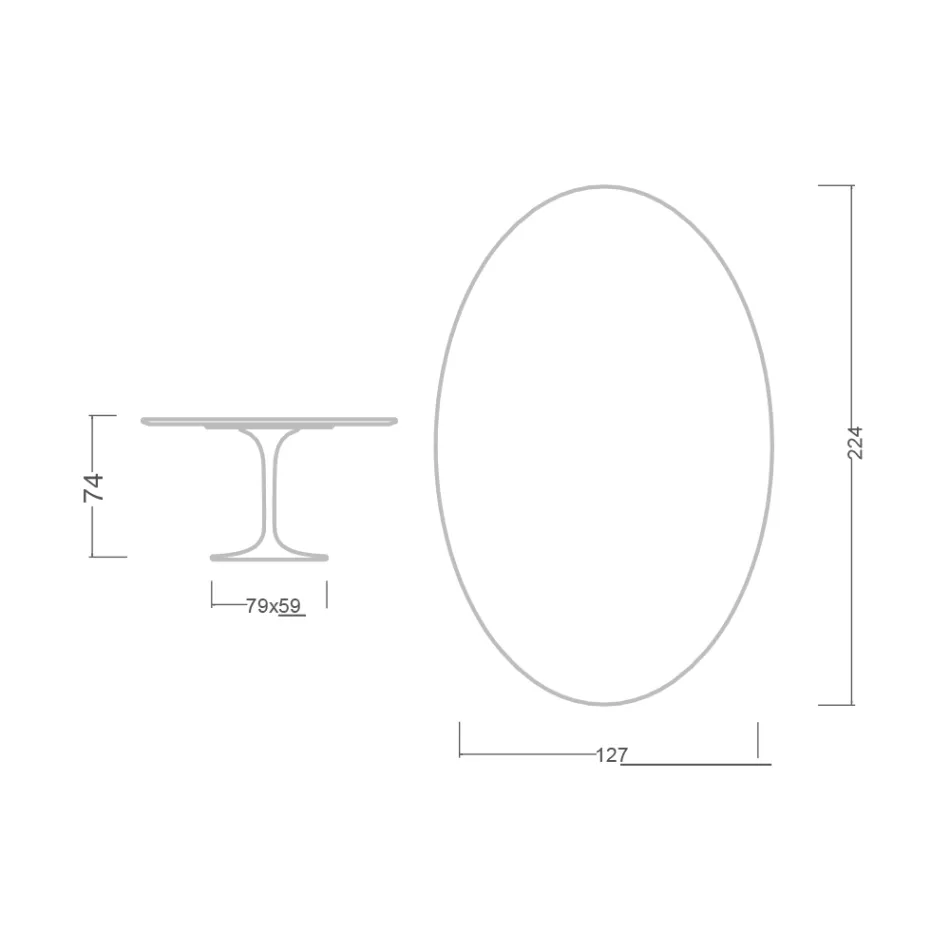 Tulpanbord Eero Saarinen H 73 Oval i keramik Entzo Made in Italy - Scarlet Viadurini
