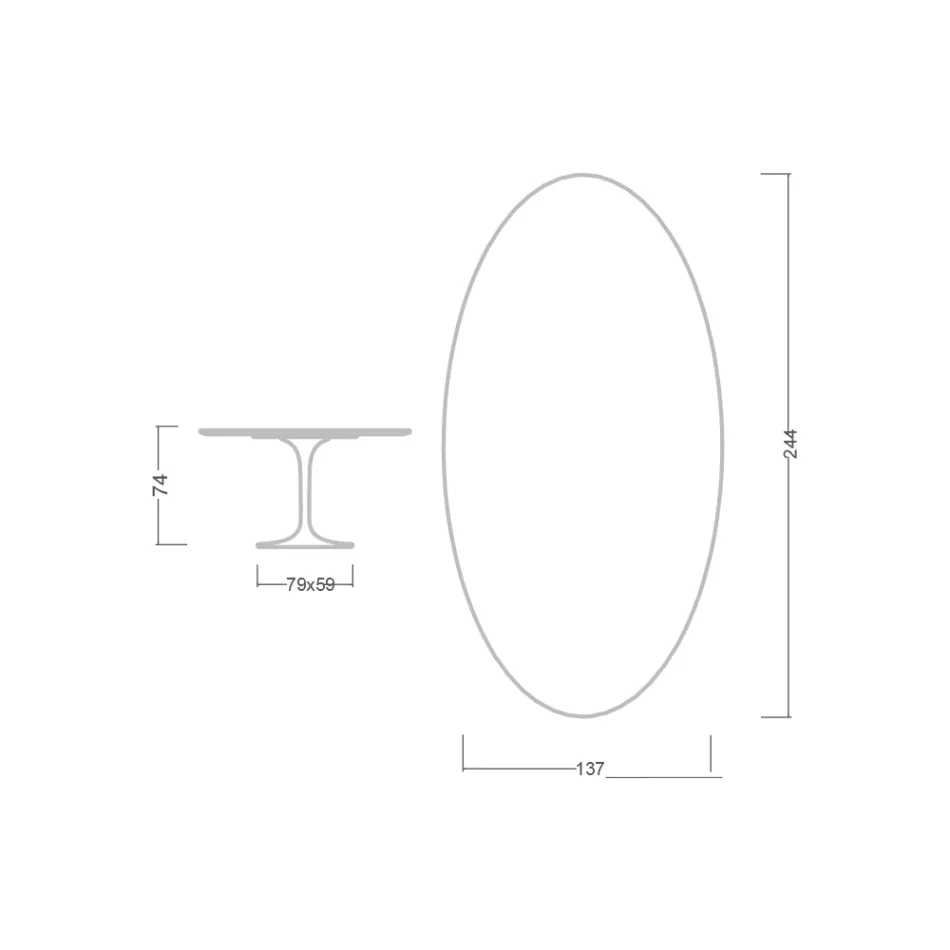 Tulpanbord Eero Saarinen H 73 Oval i keramik Entzo Made in Italy - Scarlet Viadurini