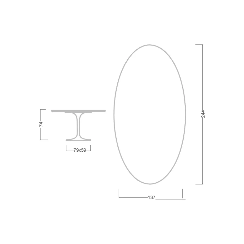Tulpanbord Eero Saarinen H 73 Oval i keramik Morpheus Made in Italy - Scarlet Viadurini