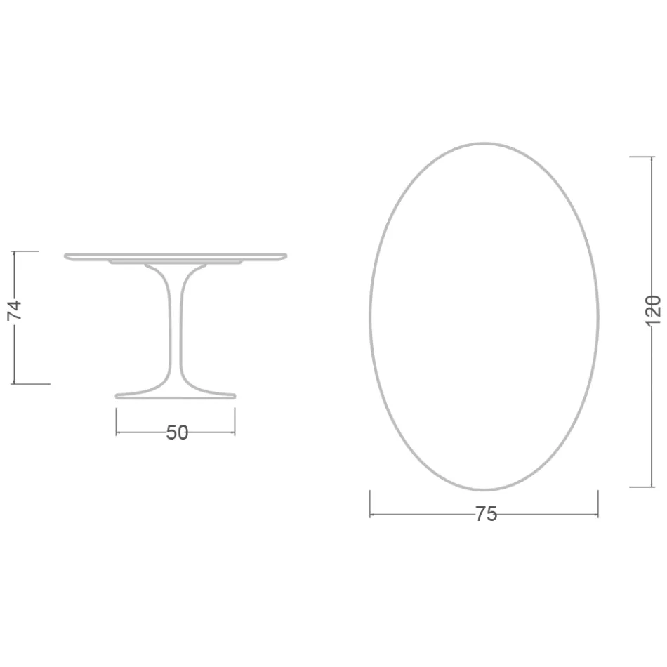 Tulpanbord Eero Saarinen H 73 Oval i keramik Morpheus Made in Italy - Scarlet Viadurini