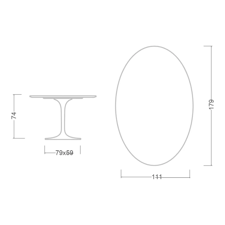 Tulpanbord Eero Saarinen H 73 Oval i keramik Noir Laurent Made in Italy - Scarlet Viadurini