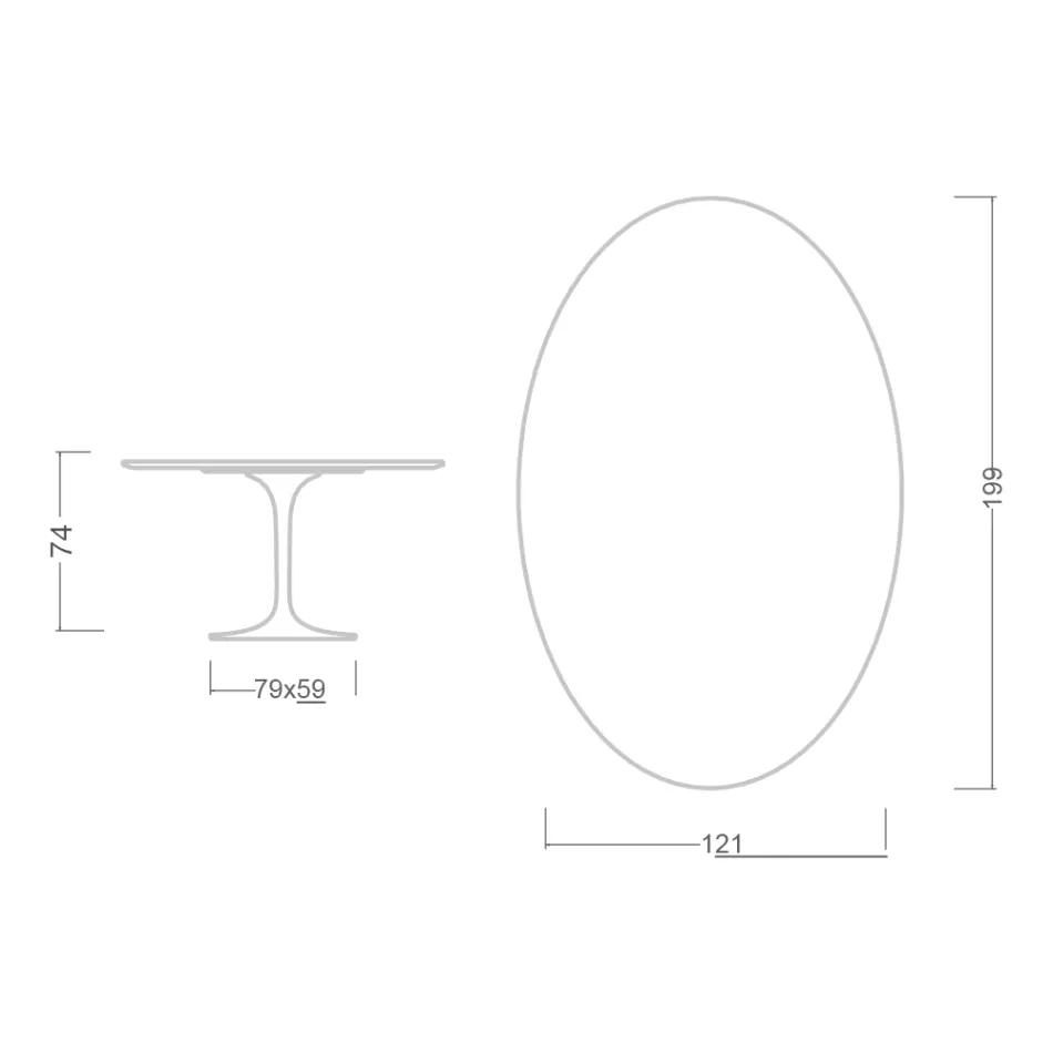 Tulpanbord Eero Saarinen H 73 Oval i keramik Noir Laurent Made in Italy - Scarlet Viadurini