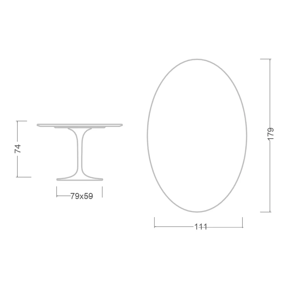 Tulpanbord Eero Saarinen H 73 Oval i keramik Rem Tillverkad i Italien - Scarlet Viadurini