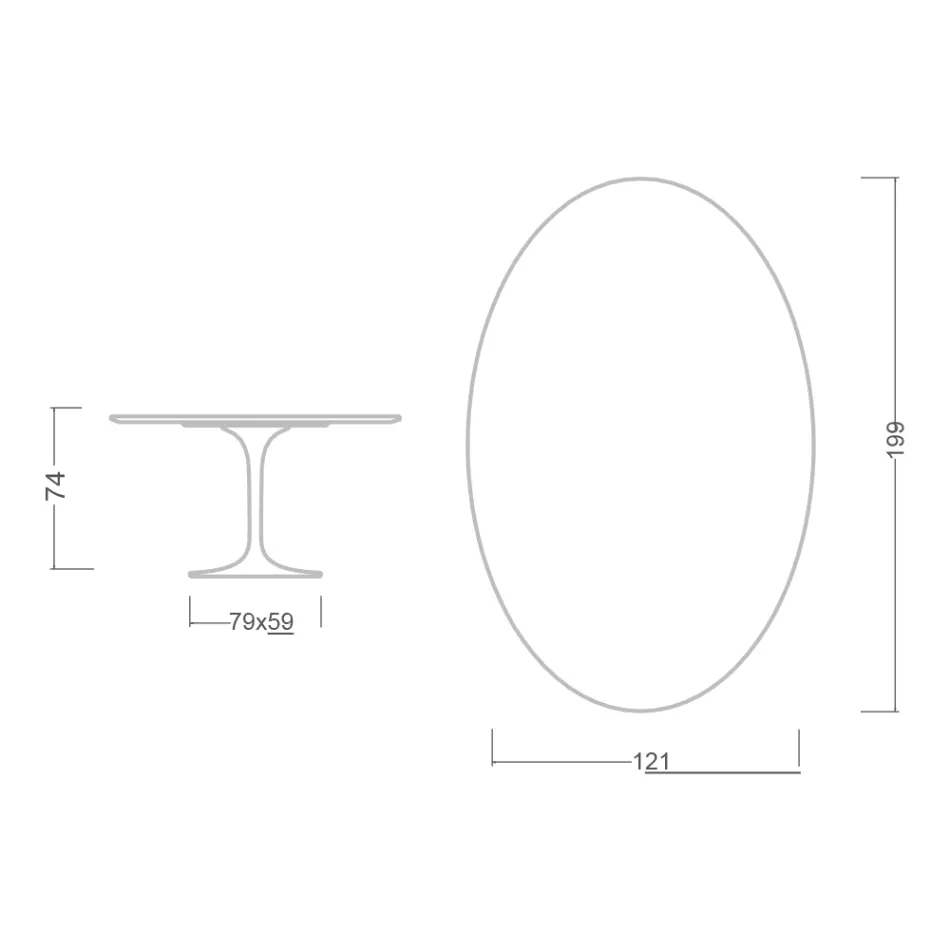 Tulpanbord Eero Saarinen H 73 Oval i Statuario Altissimo Keramik Tillverkad i Italien - Scarlet Viadurini
