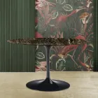 Eero Saarinen Tulip Table H 73 Oval i mörk Emperador-marmor Tillverkad i Italien - Scarlet Viadurini