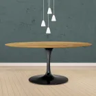 Tulip Bord Eero Saarinen H 73 Oval i Ek Tillverkad i Italien - Scarlet Viadurini