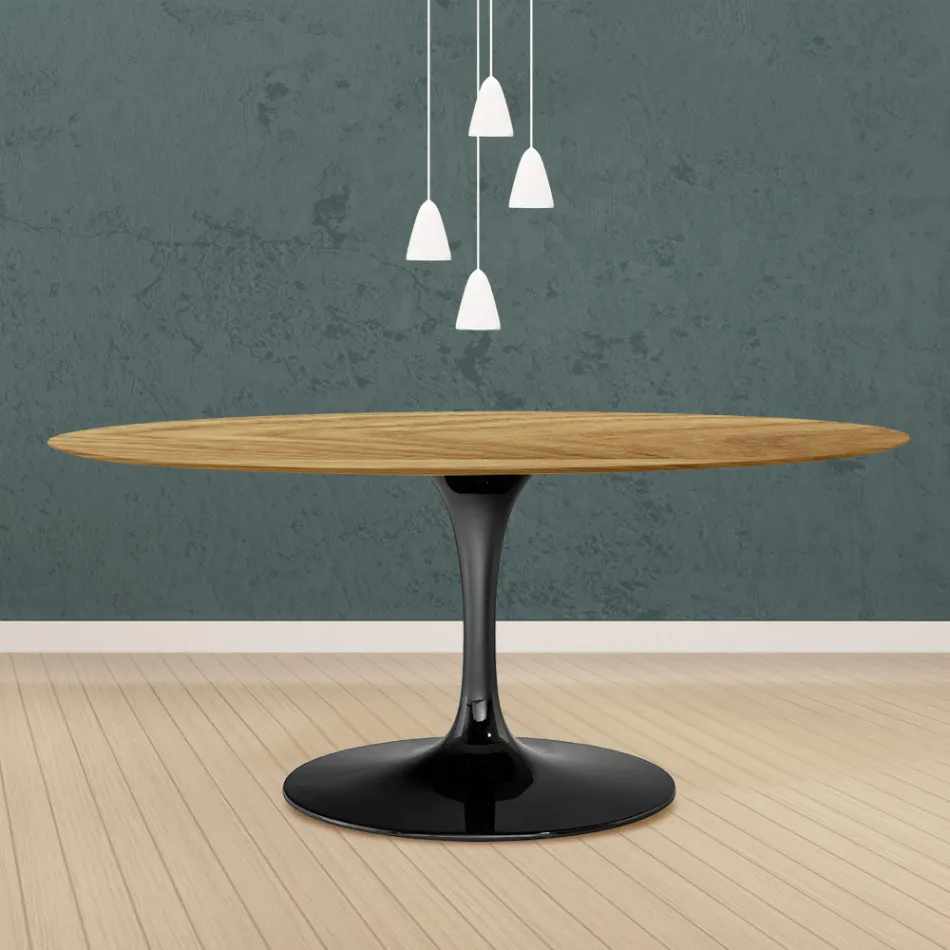 Tulip Bord Eero Saarinen H 73 Oval i Ek Tillverkad i Italien - Scarlet Viadurini