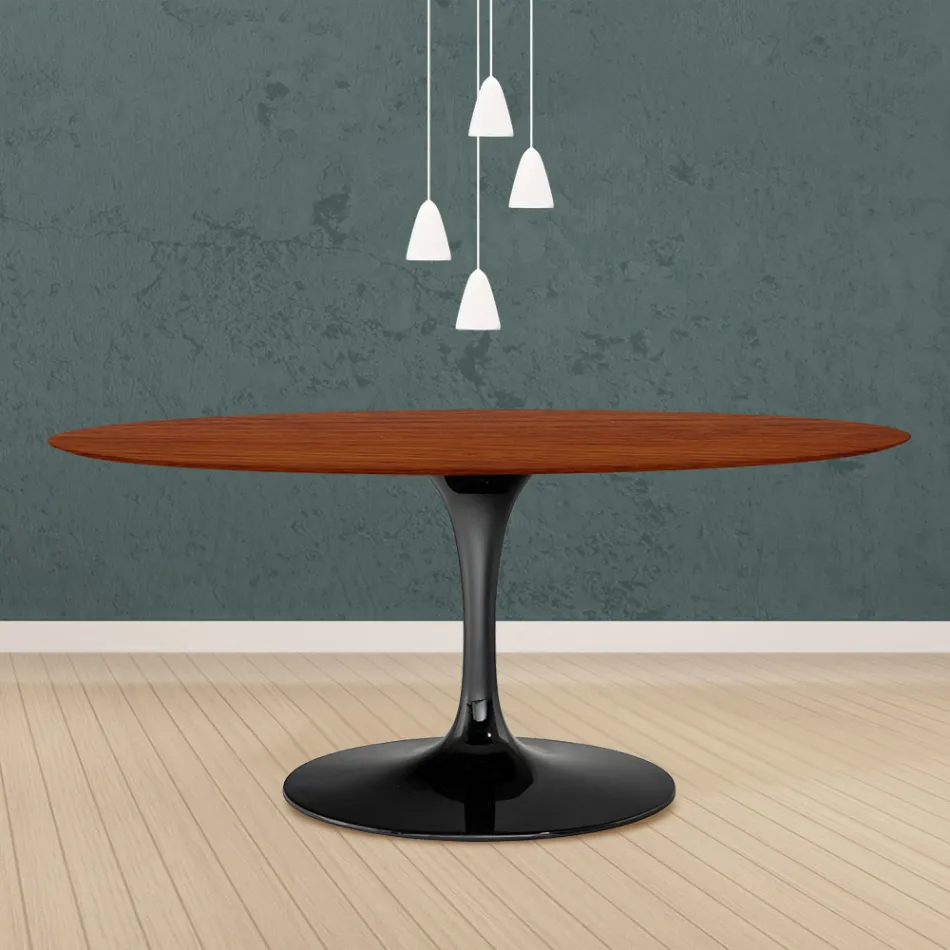 Tulip Table Eero Saarinen H 73 Oval i körsbärsfärgad ek Tillverkad i Italien - Scarlet Viadurini