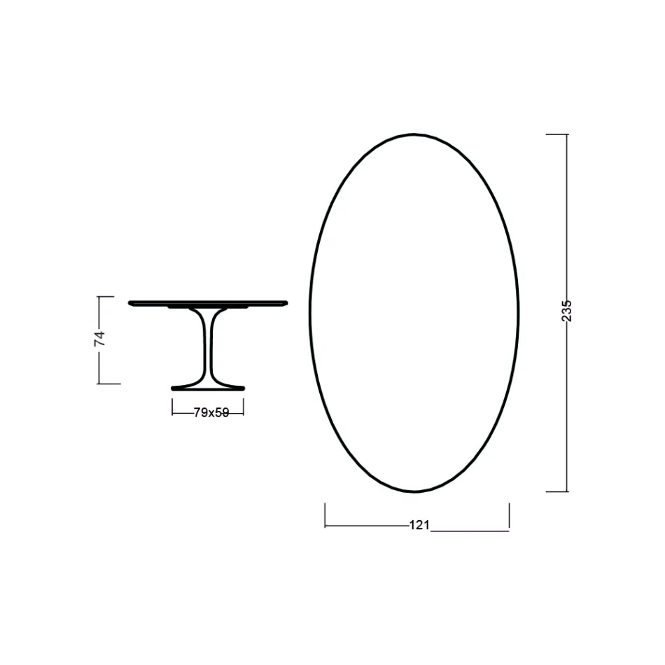 Tulip Table Eero Saarinen H 73 Oval i svartbetsad ek Made in Italy - Scarlet Viadurini