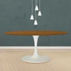 Eero Saarinen Tulip Table H 73 Oval i Ljus valnötsbetsad ek Tillverkad i Italien - Scarlet Viadurini