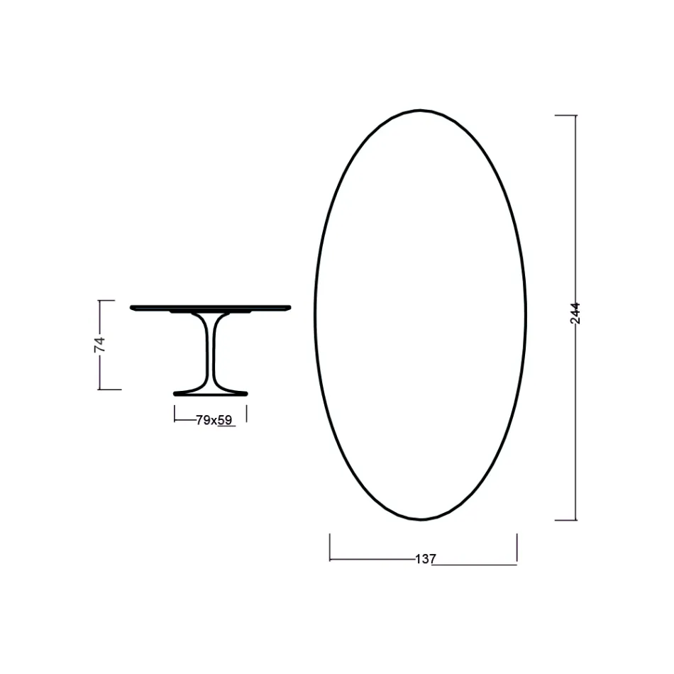 Eero Saarinen Tulip Table H 73 Oval i Ljus valnötsbetsad ek Tillverkad i Italien - Scarlet Viadurini