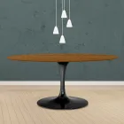 Eero Saarinen Tulip Table H 73 Oval i Ljus valnötsbetsad ek Tillverkad i Italien - Scarlet Viadurini